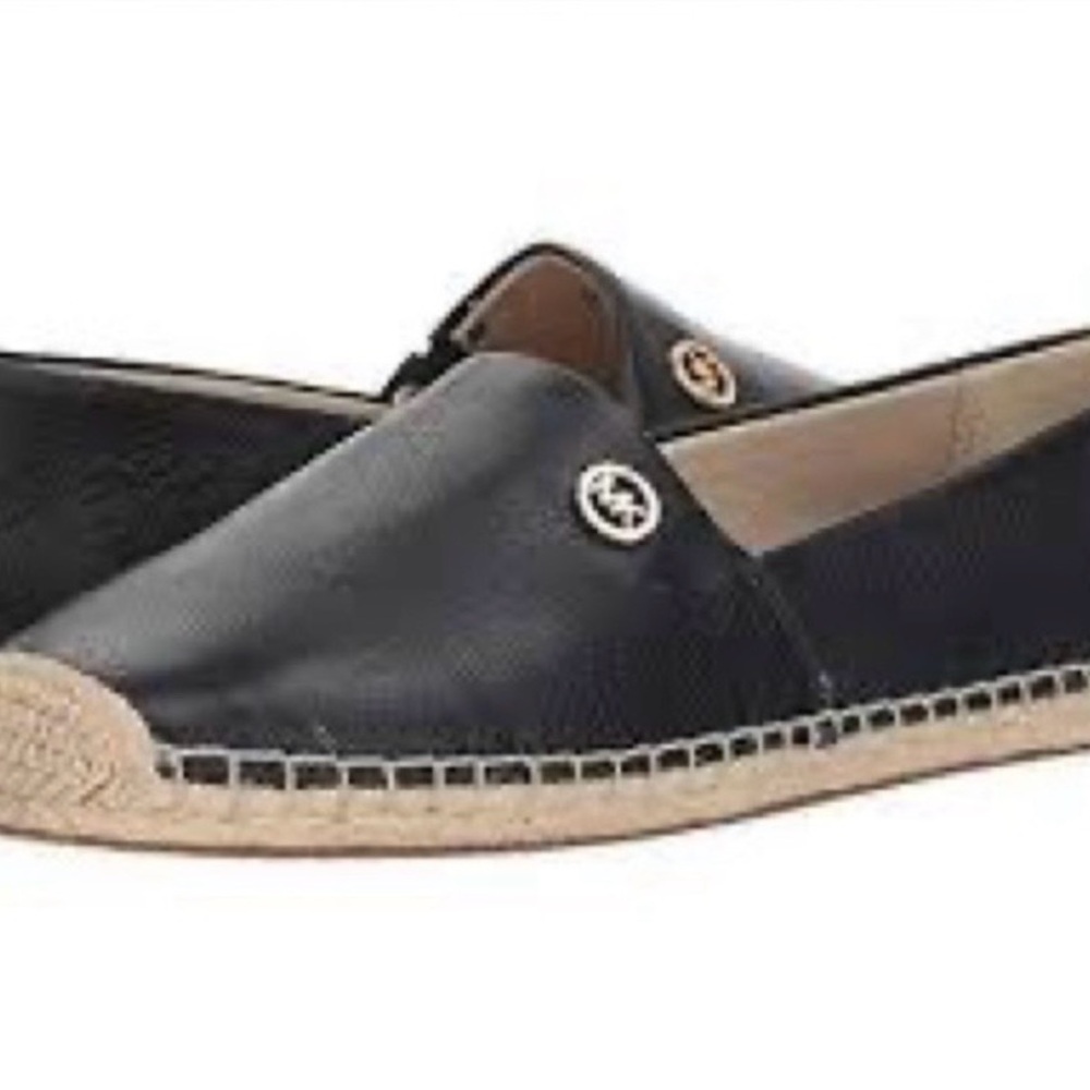 Michael Kors Black Leather Espadrille Slip-On Women's Shoe